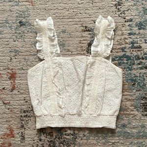 SAGE White Floral Top